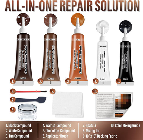 ARCSSAI ARCSSAL Brown Leather Repair Kit for Furniture, Leather Couch Repair Kit for Sofa, Jacket, Car Seats and Purse with Super Easy Instruction...