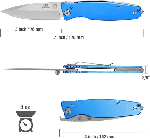 Mossy Oak Folding Pocket Knife, 7-inch Stainless Steel Drop Point Blade Knife EDC, Multi-Functional Tool with Bottle Opener and Glass Breaker...
