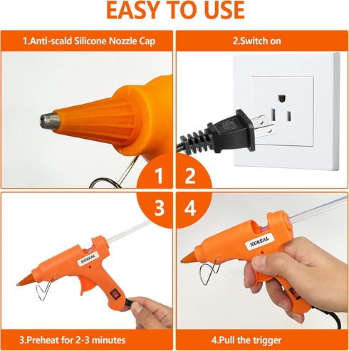 Mini Glue Gun, NUKEAL Hot Glue Gun Kit with EVA Carrying Case and 24 PCS Glue Sticks for Crafts, School DIY Arts, and Home Repair (20 Watts, Orang...