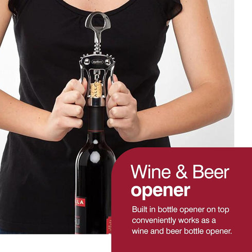 Zyliss Stainless Corkscrew & Bottle Opener - Wine Corkscrew & Beer Bottle Opener with Rubber Handles - Dishwasher-Safe Kitchen Tool & Gadget...