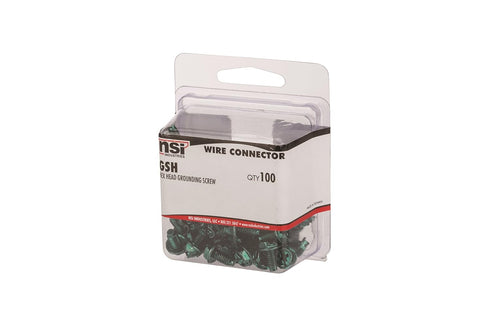 NSI GSH Solid Wire Grounding Hex Head Screw, Green, Pack of 100...