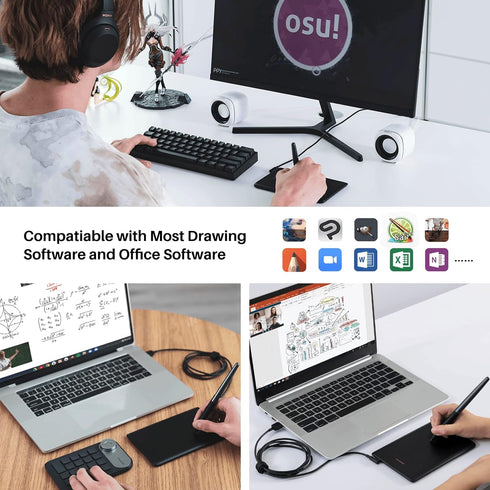 HUION H420X OSU Tablet Graphic Drawing with 8192 Levels Pressure Battery-free Stylus, 4.17x2.6 inch Digital Tablet Compatible with Window/Mac/Linu...
