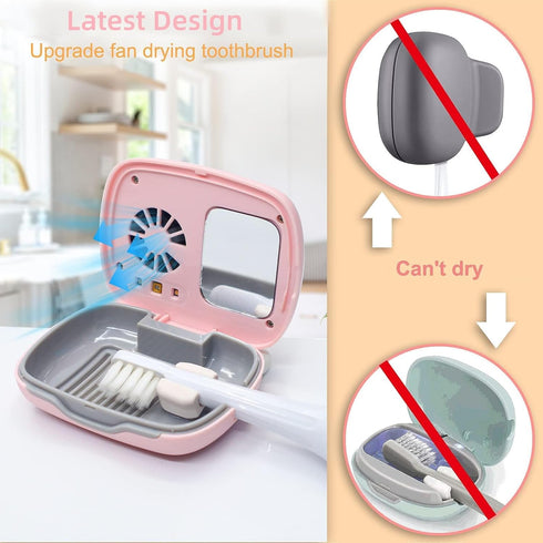 Toothbrush Travel Cover, Toothbrush Travel Case With Air Drying Function, Rechargeable Portable Toothbrush Travel Container with Holder for Househ...