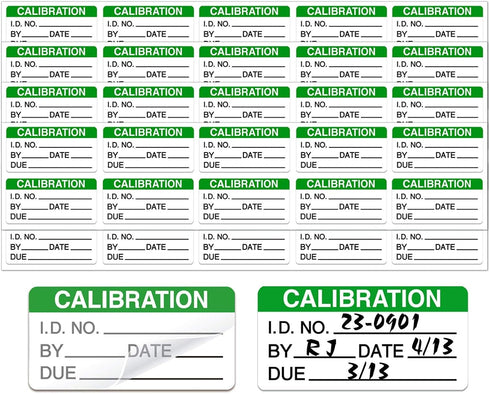 Self Laminating Calibration Labels 2 X 1 Inches - Write-on Calibration Stickers with Cover for for NIST Calibration, ISO-900 Calibration 128 Label...