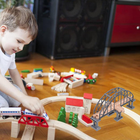Toyvian Wooden Train Tracks Suspension Bridge Toy Children Train Railway Toy Wood Cross Railway Toys Train Scene Layout Props Toy Train Accessory ...