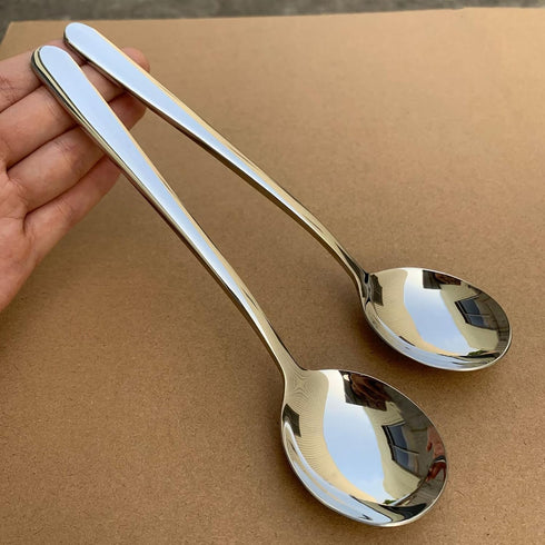 4-Piece Soup Spoons, 7.6Inch Round Stainless Steel Bouillon Spoons...