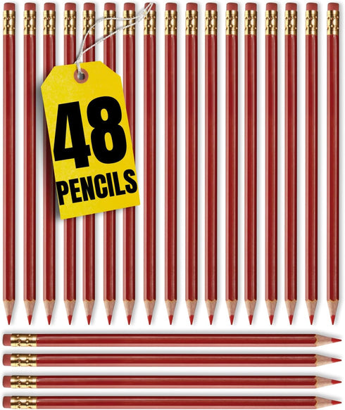 1InTheOffice Red Grading Pencils #2 Lead, Red Pre Sharpened Checking Pencils 48 Pack...