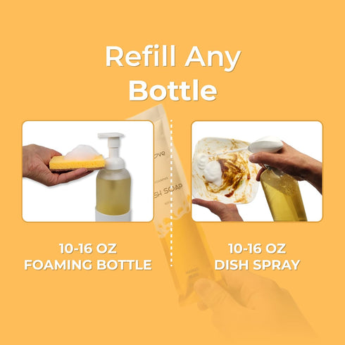 Foaming Dish Soap Refill (Set of 5), Makes 60 oz of Eco Friendly Foaming Dish Soap or Dish Soap Spray, Non Toxic, Zero Waste, Plastic Free Dishwas...