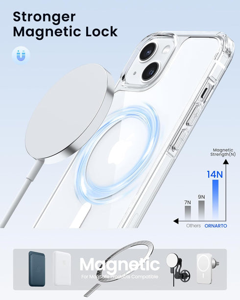 ORNARTO Magnetic for iPhone 13 Case, Compatible with MagSafe, Mil-Grade Protection, Anti-Yellowing Slim Shockproof Phone Case Cover with Upgraded ...
