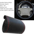 Leather Steering Wheel Cover, 15 inch Car Steering Wheel Stitch On Wrap with DIY Sewing Needles Thread, M Size (Black), HEADERBS56S7PERQZW-11...