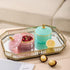 7 oz Pink Glass Jewelry Jar Cube Facets Candy Storage Sugar Bowl with Lid Kitchen Bath Gift Bathroom Buffet Storage Organizer...
