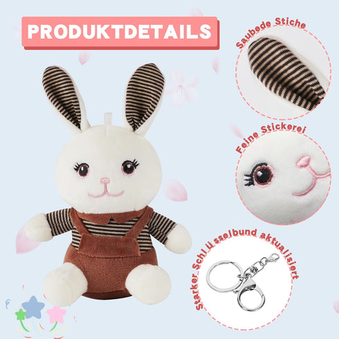 Anboor 6.1" Small Stuffed Animals Easter Rabbit Toy Cute Bunny Plush Toy with Keychain Easter Basket Stuffers Party Favor Décor?Brown...