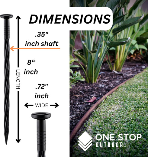 40-Pack 8-Inch Plastic Landscape Garden Edging Anchoring Stakes, Spiral Landscape Anchoring Spikes for Paver Edging, Weed Barrier, Artificial Turf...