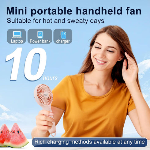 Mini Handheld Fan,Small Personal Fan with 3Speeds,Portable Battery Operated Fans,USB Rechargeable Makeup Eyelash Fan,Strong Hand Fan for Travel Of...