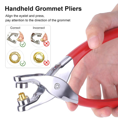 1203PCS Grommet Eyelet Pliers Tool Kit, 1/4 Inch Fabric Leather Hole Eyelets Grommets Punch Pliers, for Fabric, Leather, Belt, Shoes, Clothes...