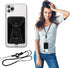 Cell Phone Card Holder,Card Holder for Back of Cell Phone with Ring Grip Stand,Adhesive Stick-on Credit Card Wallet Pocket with Detachable Neck St...