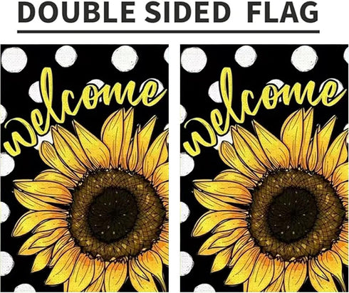 Daisy Sunflower Welcome Sunshine Garden Flag 12x18 Inch Double Sided, Summer Seasonal Holiday Burlap Yard Outdoor Decoration Black (Sunflower)...