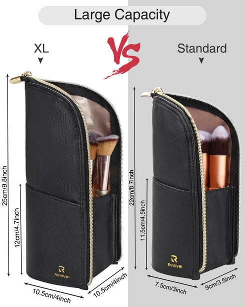 Makeup Brush Bag Travel Makeup Brush Holder Large Makeup Brush Case Organizer Professional Cosmetic Bag Artist Makeup Brush Holder Stand-up Foldab...