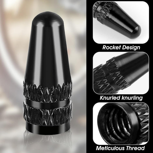Black Presta Valve Cap, 8 Pack Aluminum Anodized Bike Valve Stem Caps Bicycle Tire Air Dust Stem Covers - Used On Presta/French Valves Bike Tire C...