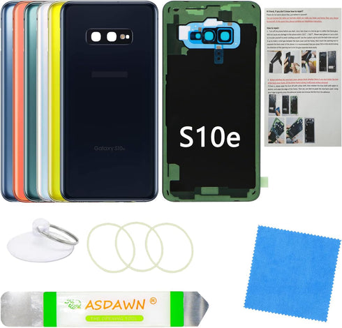 Galaxy S10e Back Cover Glass Replacement with Pre-Installed Camera Lens + All The Adhesive + Installation Manual + Repair Tool Kit for Samsung Gal...