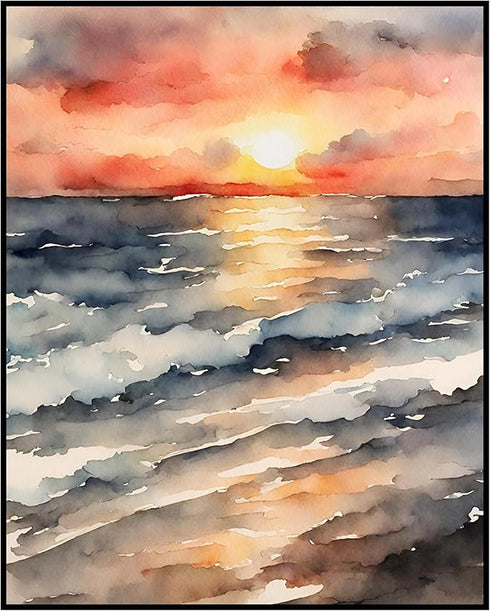Posterizer 1 pcs- sea and beach themed oil painting style print 14-Landscape & Nature Art-Floral Botanical Art- Decor for Home & Office- unframed ...