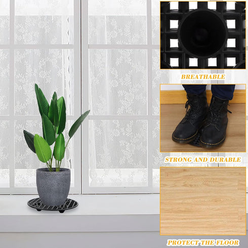4 Pcs Plant Level Pot Elevator, Heavy Duty Plant Stand, Black Round Plant Flower Pot Holder Plastic Plant Risers for Indoor Outdoor Garden Deck Fl...
