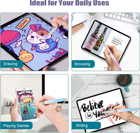 Capacitive Stylus Pen, Honiha 3-in-1 High Precision Stylus Pens for Touch Screens, Disc & Rubber Tip Universal Touch Screen Pen for iPhone/iPad/An...