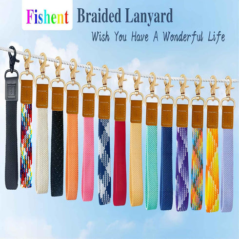 Stretchy Wristlet Keychain,Braided Cute Wrist Lanyards for Keys, Key Chain Holder for Women Men, Wrist Strap Keychain for Car Keys Phone Camera Wa...