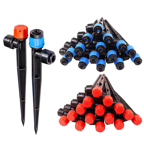 Maotong 32 Pack New Easy-Connect Drip Emitters Sprays for 1/4" Drip Irrigation Tubing (16 Pcs Quick-Connect Emitters Vortex+16 Pcs Quick-Connect E...