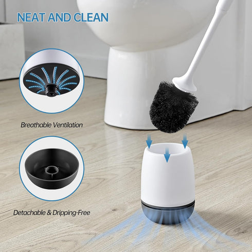 Toilet Brush, Toilet Bowl Brush and Holder Set for Bathroom, Toilet Cleaning Scrubber Cleaner Brush for Bathroom for Deep Cleaning with Stiff Plas...