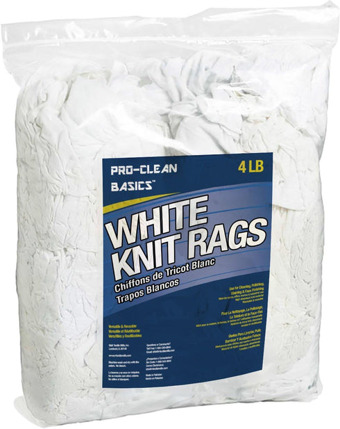 A99306 Select Quality Cleaning T-Shirt Cloth Rags, Lint Free, White, 4 lb Bag...