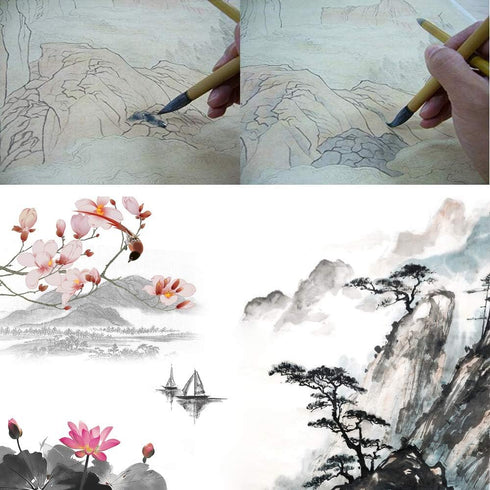 Chinese Brush Calligraphy Brush Japanese Brush Writing Painting Sumi Brushes Large Chinese Calligraphy Brush Set 10pcs...