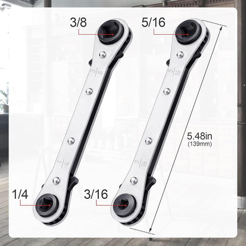 ANCIRS 5/16 to 1/4 HVAC Service Wrench for Air Conditioning, 3/8 to 1/4 Ratcheting Air Conditioner Service Wrench for Refrigeration Equipment Repa...