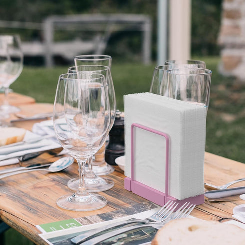 Napkin Holder for Table, Pink Kitchen Accessories Appliances for Table Farmhouse Cocktail Picnic Rustic Bamboo Iron Wood Holders for All Dining Ro...