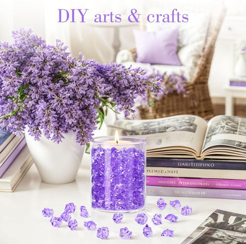 DomeStar Purple Fake Ice Rocks, 150PCS Acrylic Gems Crystals Plastic Diamonds Centerpiece for Vase Fillers Wedding Party Table Scatter...