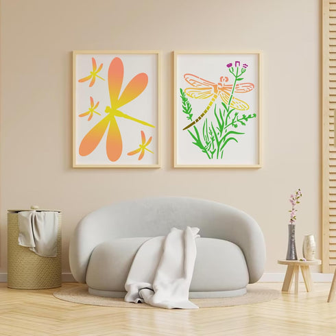 Dragonfly Stencils for Painting on Wood Crafts Reusable Grass Dragonfly Stencil Art Paint on Wall Canvas Pattern Believe Paint Stencils for Card M...