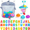 Comfylife Baby Bath Toy Organizer - Bath Toy Storage for Shower - Bathtub Toy Organizer includes Foam Bath Toys (Numbers & Letters & Squirty Toys)...