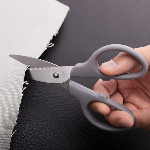 Grey Multipurpose Scissors, 6in Straight Sturdy Sharp Scissors for Office School Student Home General Use Sewing Fabric Craft Supplies with Cover...