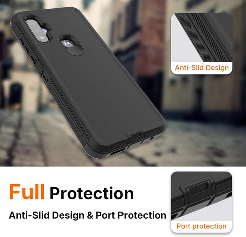 for Moto G-Pure Case: with 1 Pack Glass Screen Protector, 3 in 1 Full-Body Strong Protection Shockproof Heavy Duty Phone Case for Motorola Moto G ...