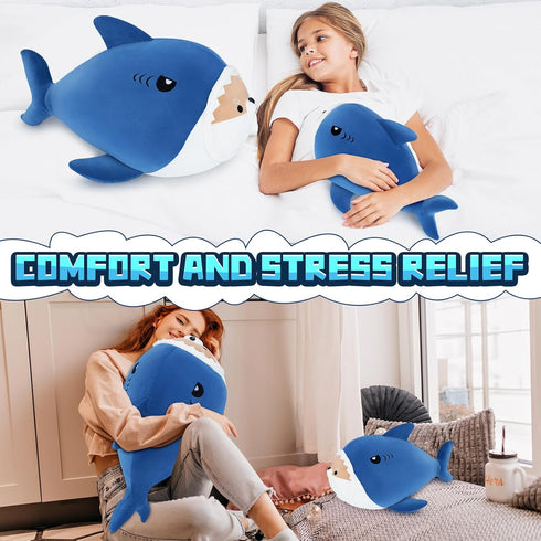 Shark Plush Stuffed Animal-16''Corgi Shark Plush Toy, Shiba Inu Shark Plush Pillow, Cute Soft Plush Shark Plushie Stuffed Toys, Shark Plush Pillow...