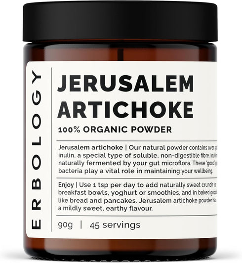 Erbology Organic Jerusalem Artichoke Powder 3.2 oz - 45 Servings - Sunchoke - 50% Prebiotic Inulin Fiber - Supports Gut Health and Promotes Divers...