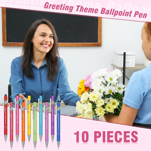 Greeting Theme Ballpoint Pen Teacher Appreciation Pen Inspirational Ballpoint Pens Screen Touch Metal and Stylus Pen for Teacher Writing Stationer...
