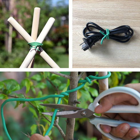 Green Soft Twist Tie Plant Tie Flexible TPR Garden Supply, for Tomatoes Roses Vines Organizing(16.4 feet/ 5 Meters)…, 16 feet...