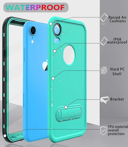 Diverbox for iPhone Xr Case Waterproof,Shockproof Dustproof IP68 Full-Body Sturdy with Kickstand Case Built-in Screen Protector,Underwater Full Se...