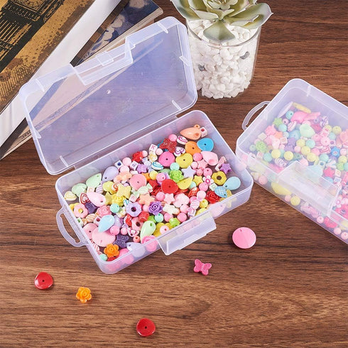 BENECREAT 4 Pack 5.5x3.35x1.5 Large Clear Plastic Box Container Clear Storage Organizer with Hinged Lid for Small Craft Accessories Office Supplie...