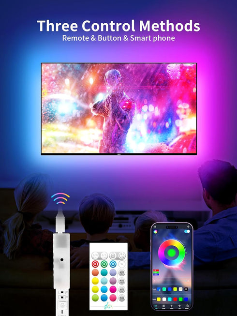 LED Lights for TV, 16.4ft TV LED Backlights for 50-75in, RGB TV LED Lights with Music Sync Bluetooth APP and Remote Control TV Lights Strip USB Po...