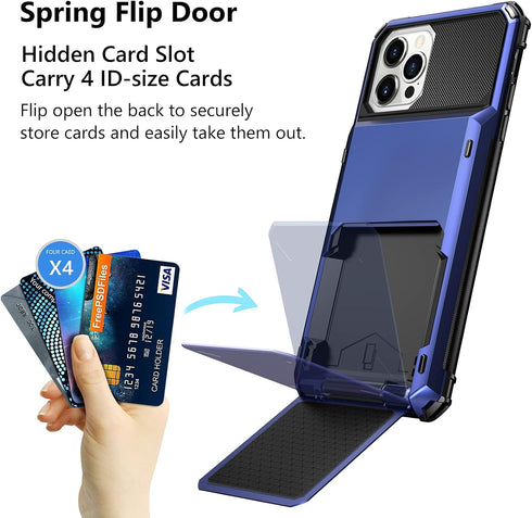 Vofolen Case for iPhone 13 Pro Max Case Wallet 4-Card Holder ID Slot Flip Door Hidden Pocket Anti-Scratch Dual Layer Hybrid TPU Bumper Protective ...