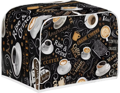 2 Slice Toaster Cover with Coffee Pattern Small Appliance Bread Cover Toaster Oven Dustproof Protection and Fingerprint Cover, Waterproof Covers...