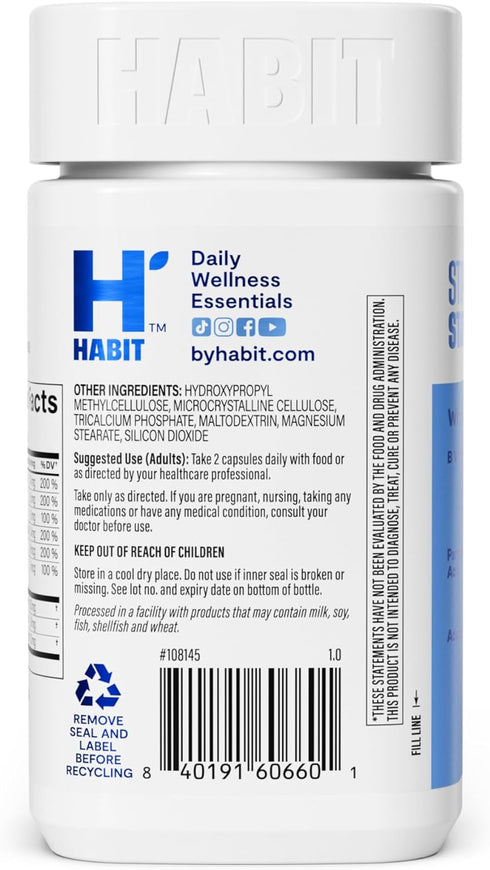 HABIT Stress Relief Supplement (60 Capsules) - New Look, Supports Relaxation & Mood Balance, Vitamin B, Adaptogens, Lemon Balm, Calming, Vegan, No...