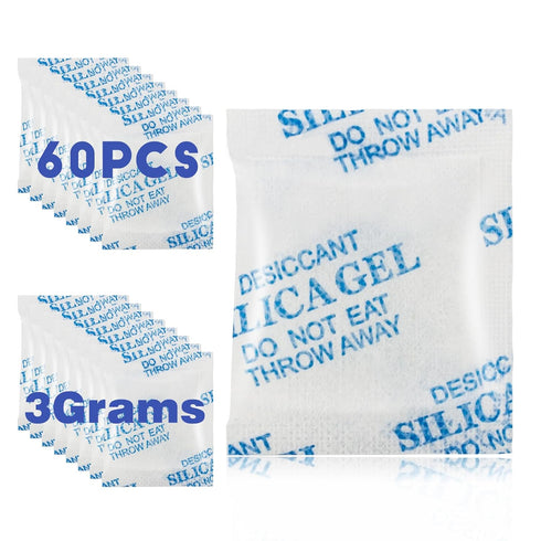 60 packs 3 Grams Silica Gel Packs Desiccant Packets for Storage, Transparent Desiccant?Food Safe Desiccant Dehumidifiers, for 3D Filaments Spices ...